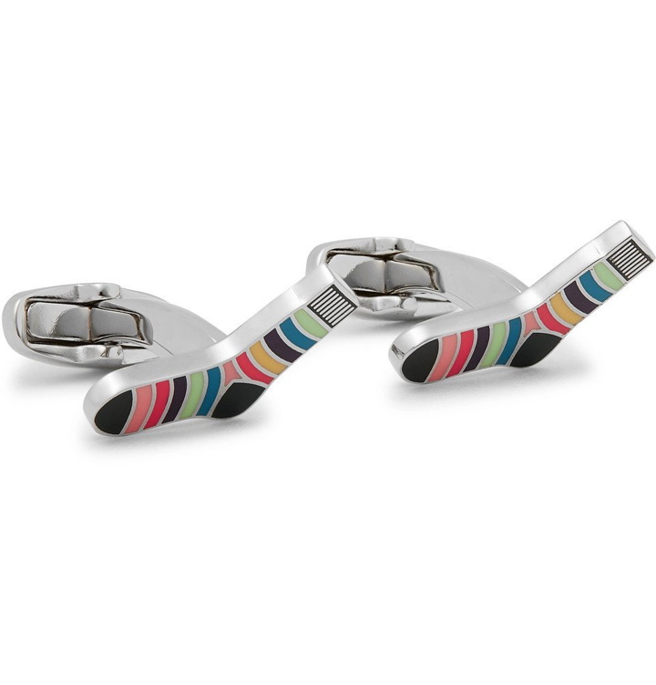 Photo: Paul Smith - Striped Sock Silver-Tone and Enamel Cufflinks - Men - Silver