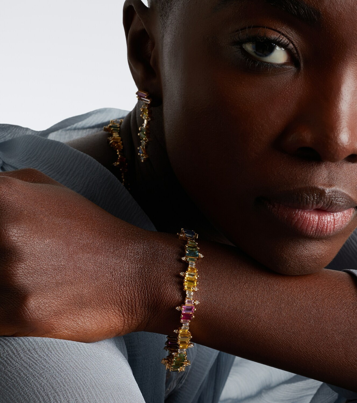Suzanne Kalan Bold Burst 18kt gold bracelet with sapphires and diamonds