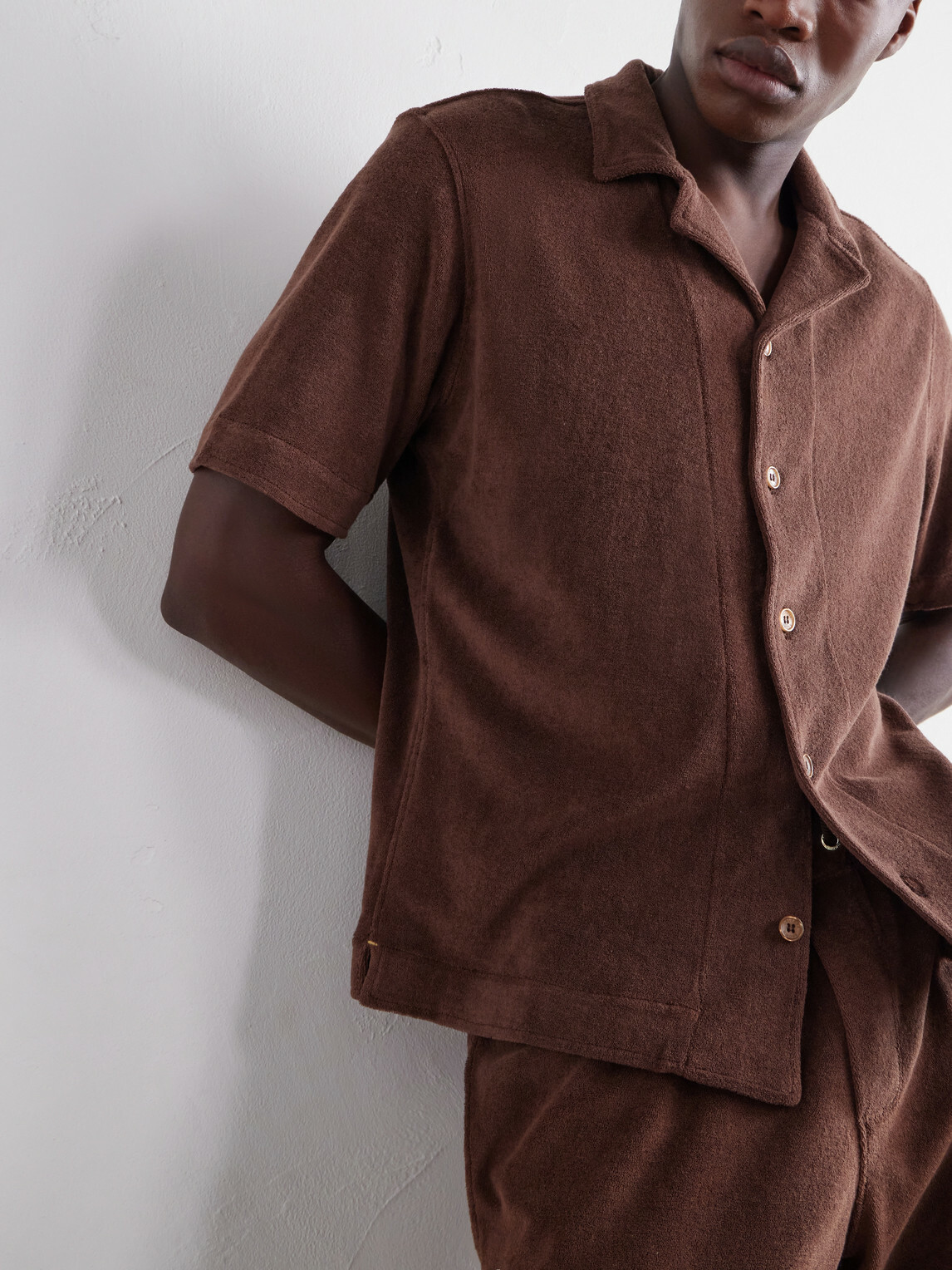 Orlebar Brown - Hawkin Solid Cotton Organic Terry Shirt - Brown