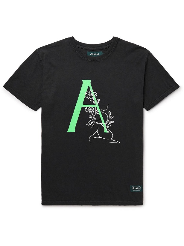 Photo: Afield Out® - Thorn Garment-Dyed Printed Cotton-Jersey T-Shirt - Black