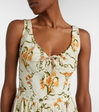Agua by Agua Bendita Azulejo embellished floral linen maxi dress