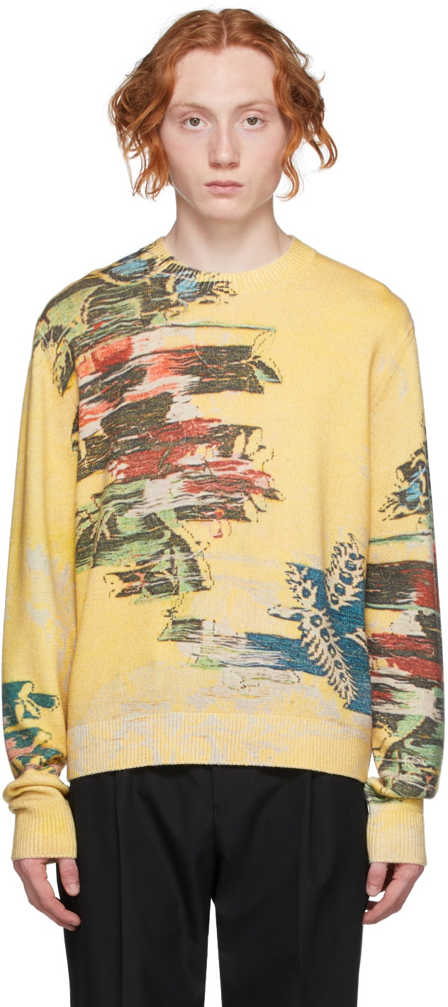 Dunhill Yellow Abstract Florals Sweater Dunhill