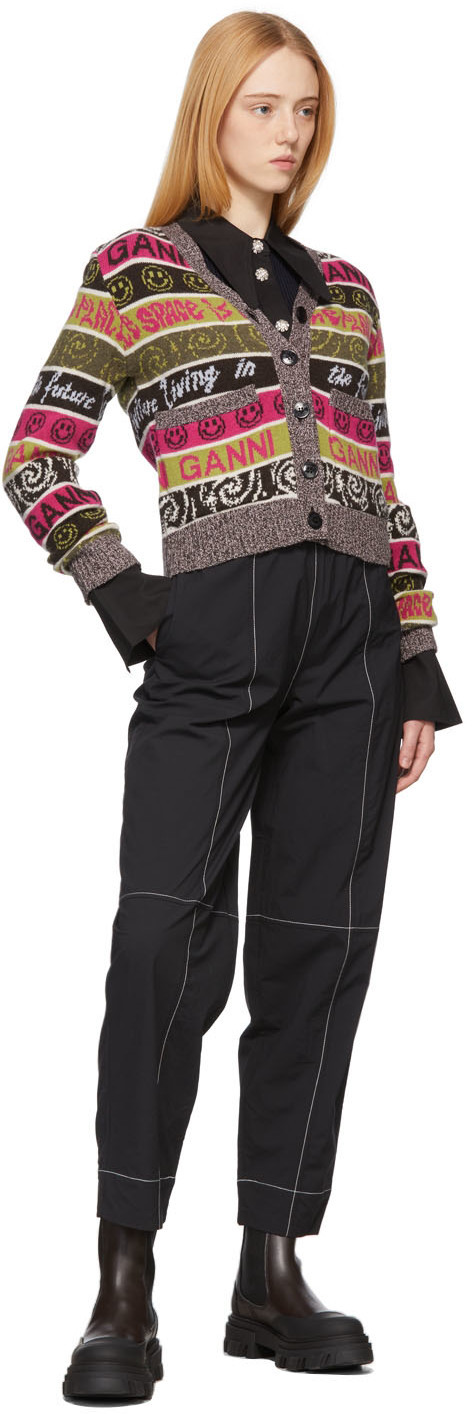 Ganni Black Viscose Blend Trousers Women