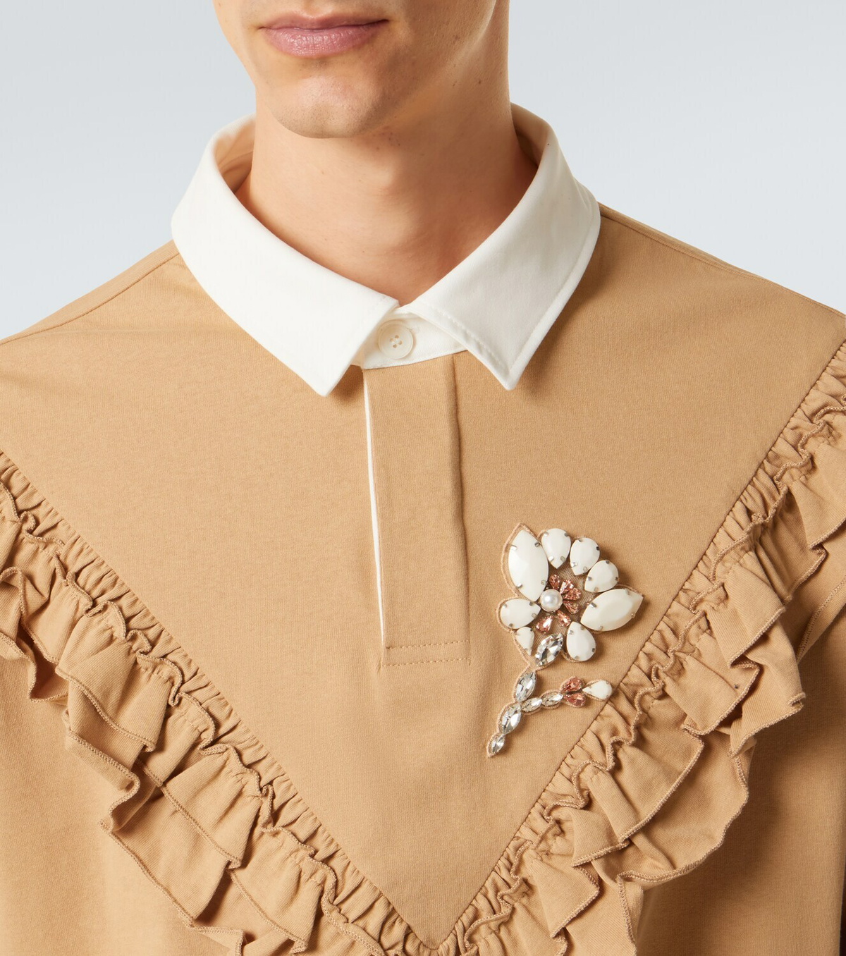 Simone Rocha Ruffled cotton polo shirt