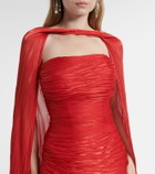 Marmar Halim Caped pleated bustier gown