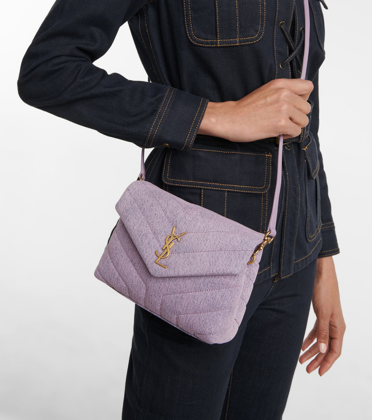 ☆【SAINT LAURENT】☆キルティング デニム LOULOU TOYバッグ☆ Saint Laurent LouLou Toy Matelasse Denim Shoulder Bag