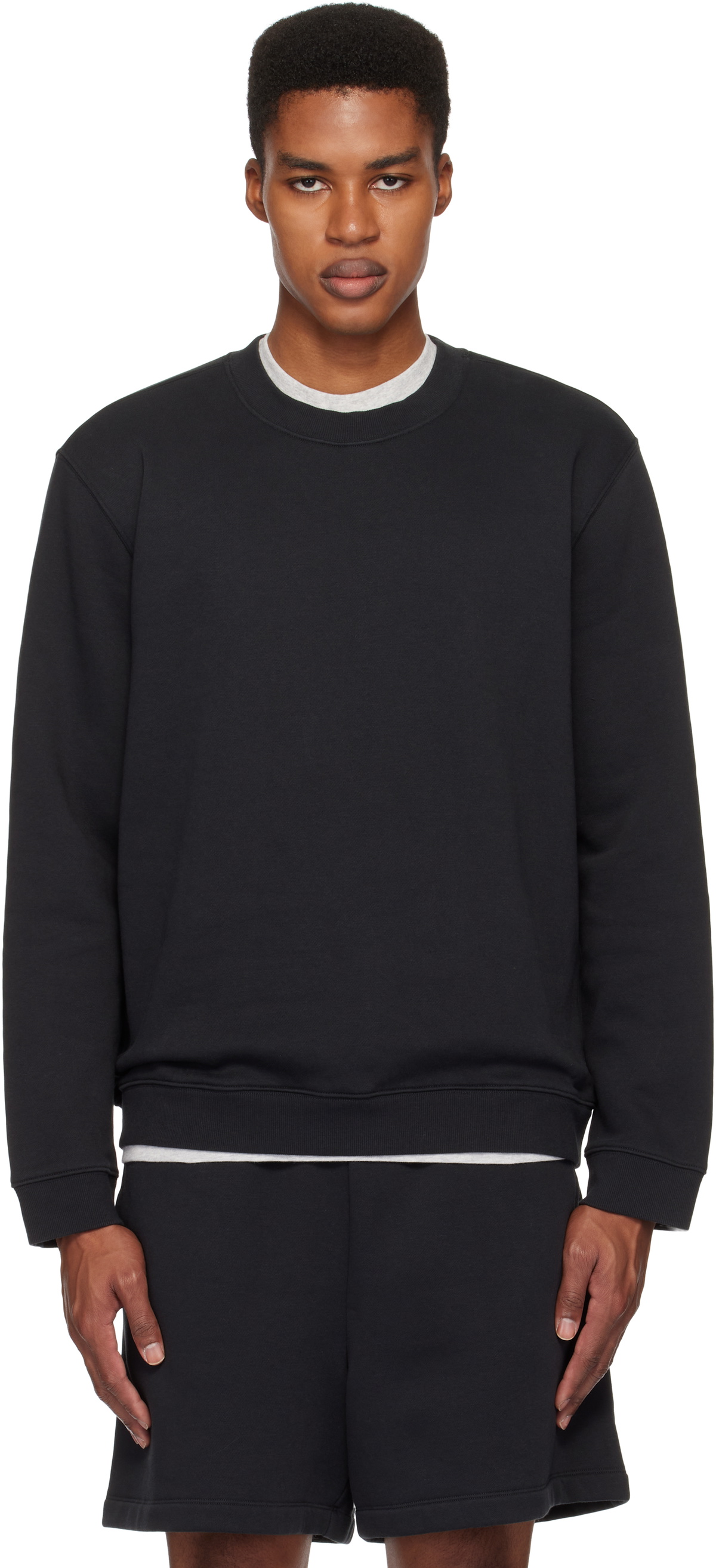 SKIMS Black Fleece Lounge Classic Crewneck Sweatshirt SKIMS