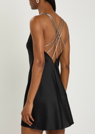 Anna October Ofelia Embellished Satin-crepe Mini Dress Black