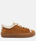 Inuikii Shearling-trimmed suede low-top sneakers