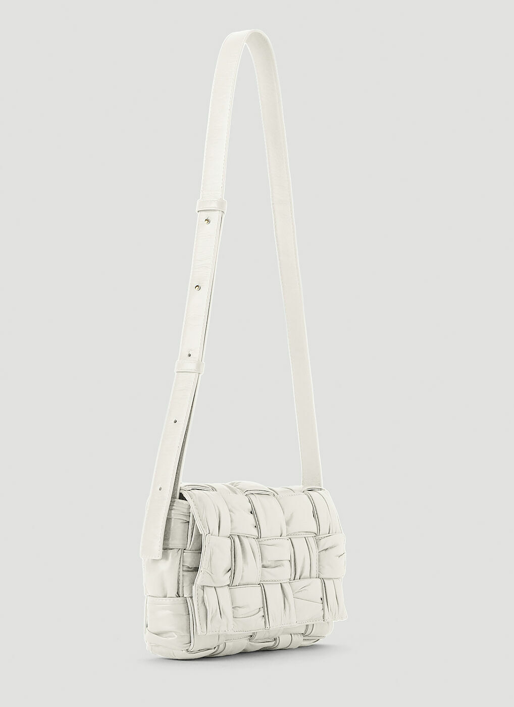 Brick Cassette Plisse Shoulder Bag in White Bottega Veneta Brick Cassette Plisse Shoulder Bag in White Bottega Veneta