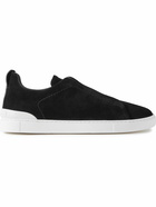 Zegna - Triple Stitch Suede Sneakers - Black