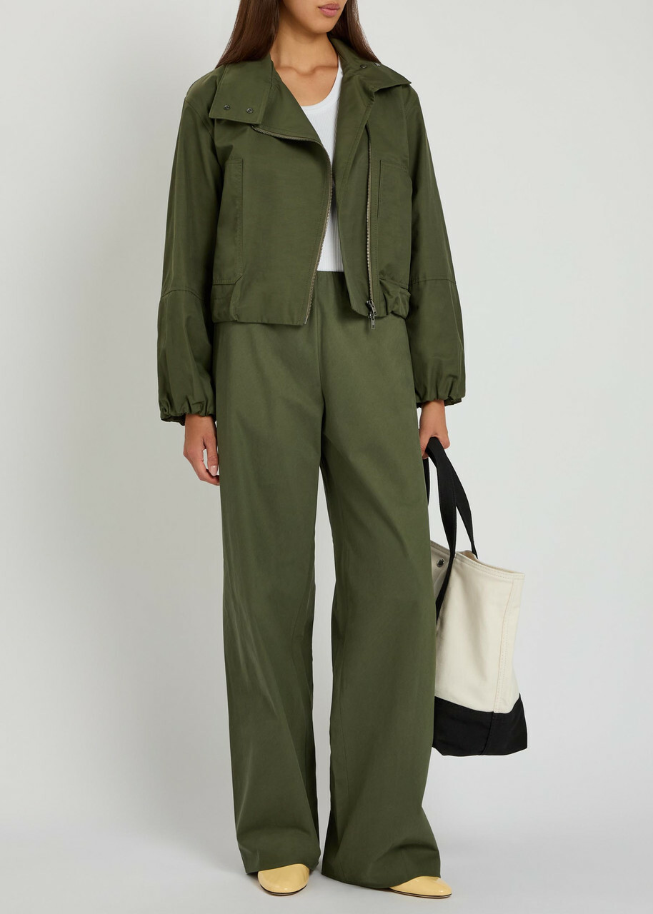 Vince Colette Wide-leg Cotton-poplin Trousers Khaki