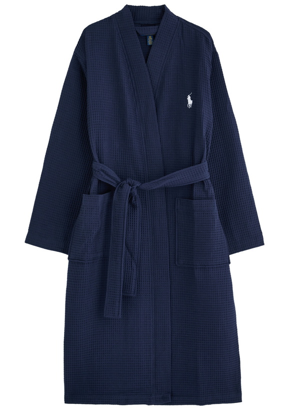 Photo: Polo Ralph Lauren Logo-embroidered Waffle-knit Cotton Robe Navy