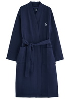 Polo Ralph Lauren Logo-embroidered Waffle-knit Cotton Robe Navy