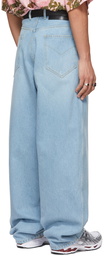 LU'U DAN SSENSE Exclusive Blue Denim Pleat Jeans