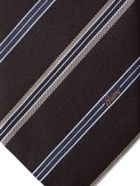 BRIONI - 8cm Striped Silk-Jacquard Tie - Blue