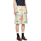 Gucci Off-White and Multicolor Linen Disney Edition Shorts