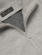 Loro Piana - Suede-Trimmed Cashmere-Blend Zip-Up Cardigan - Gray