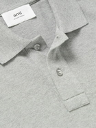AMI PARIS - Logo-Embroidered Cotton-Piqué Polo Shirt - Gray