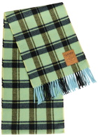 Ganni Plaid Fringed Wool Scarf - Yellow - One Size