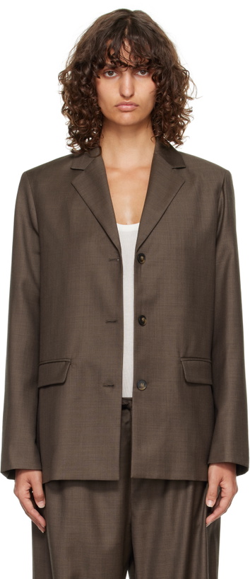 Photo: Loulou de Saison Brown Marcia Chambray Wool Blazer