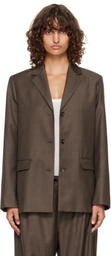 Loulou de Saison Brown Marcia Chambray Wool Blazer