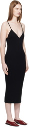 Jil Sander Black Merino Wool Fine Rib Midi Dress