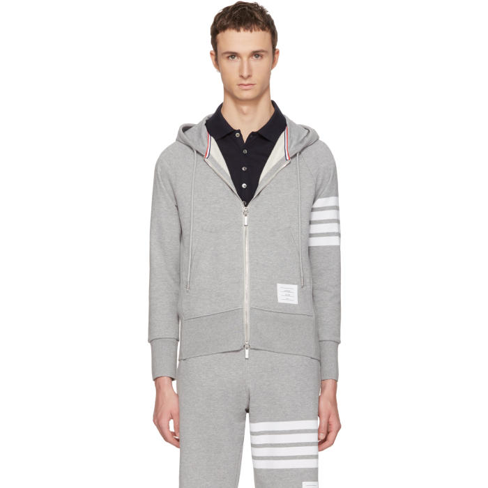 Photo: Thom Browne Grey Classic Full Zip Hoodie