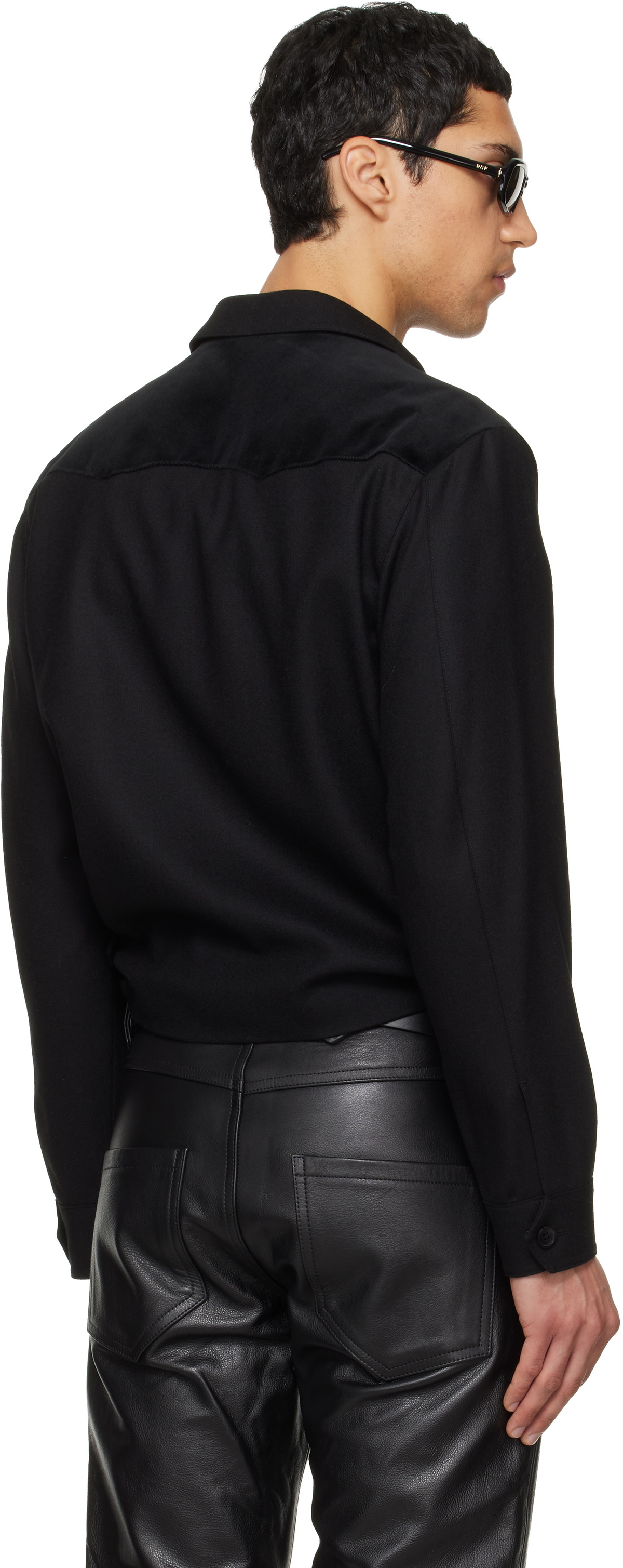 TONYWACK Black Wool Velvet Trimmed Blouson Jacket