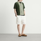 NOMARHYTHM TEXTILE Men's Hand Dye Open Collar Shirt in Forest Green