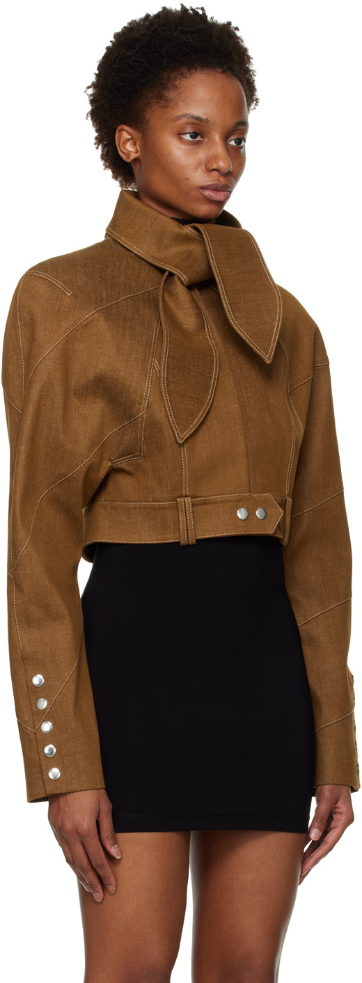 Aleksandre Akhalkatsishvili Brown Button Denim Jacket Aleksandre