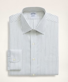 Brooks Brothers Men's Stretch Regent Regular-Fit Dress Shirt, Non-Iron Twill Stripe Ainsley Collar | Grey