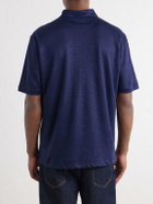 Eleventy - Linen-Jersey Polo Shirt - Blue