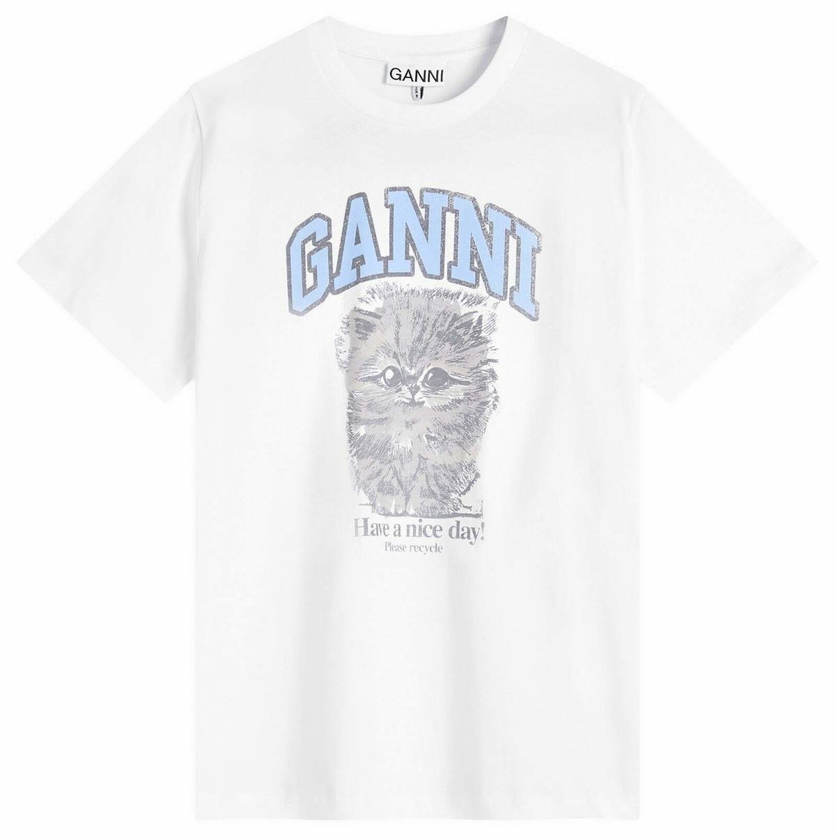 GANNI - Love Club Layered Long Sleeve T-Shirt in White GANNI