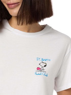 MC2 Saint Barth Woman Pink Cotton Jersey Crewneck T-shirt Emilie With Snoopy St. Barth Padel Club Embroidery | Snoopy Peanuts Special Edition
