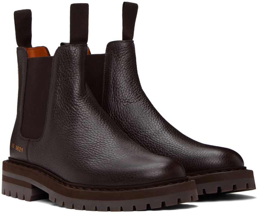 Common Projects Brown Stamped Chelsea Boots