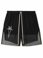 Rick Owens - Champion Dolphin Straight-Leg Embroidered Stretch Recycled-Mesh Shorts - Black