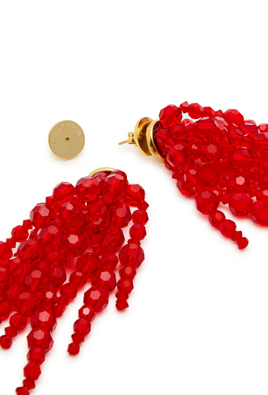 Simone Rocha Cascading Chandelier Beaded Drop Earrings - Red - One Size