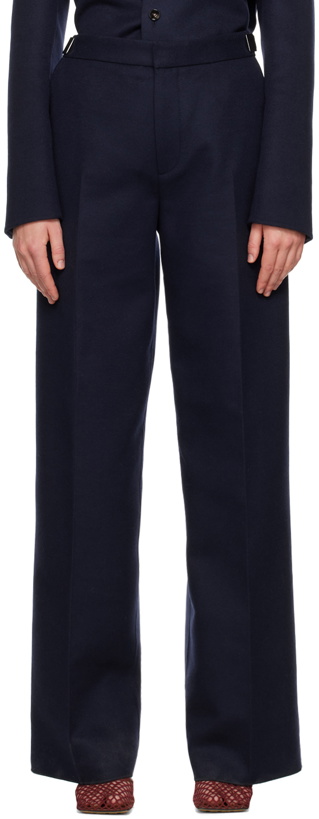 Photo: Bottega Veneta Navy Creased Trousers