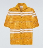 Burberry - Icon Stripe pointelle-knit bowling shirt