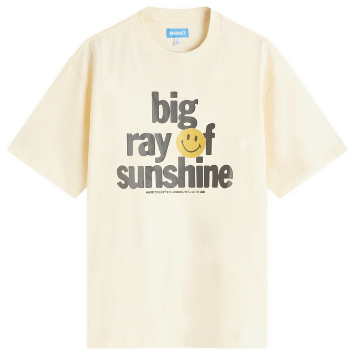 Photo: MARKET Men's Smiley Sunshine T-Shirt in Butter-Cream