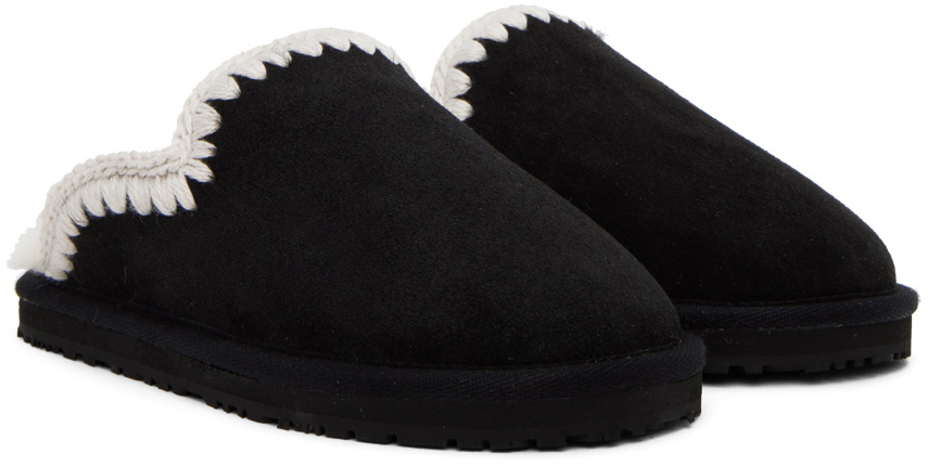 Mou Black Stitch Slippers