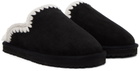 Mou Black Stitch Slippers