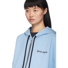 Palm Angels Blue Logo Zip-Up Hoodie