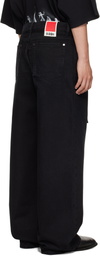 032c Black Down To Earth Wide Leg Jeans