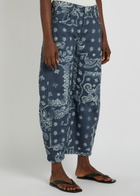 Free People Good Luck Printed Barrel-leg Jeans Blue