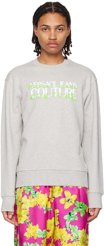 Photo: Versace Jeans Couture Gray Embroidered Sweatshirt
