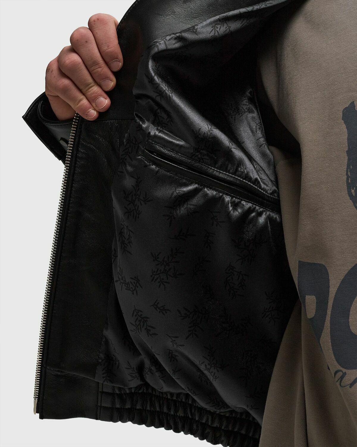 Rough. REVERSIBLE LEATHER BLOUSON Brown Mens Bomber Jacket Rough.