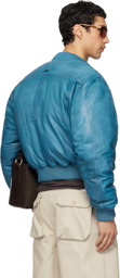 Deadwood Blue Bofinger Padded Leather Bomber Jacket