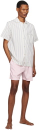 Tekla Off-White & Blue Striped Pyjama Shirt